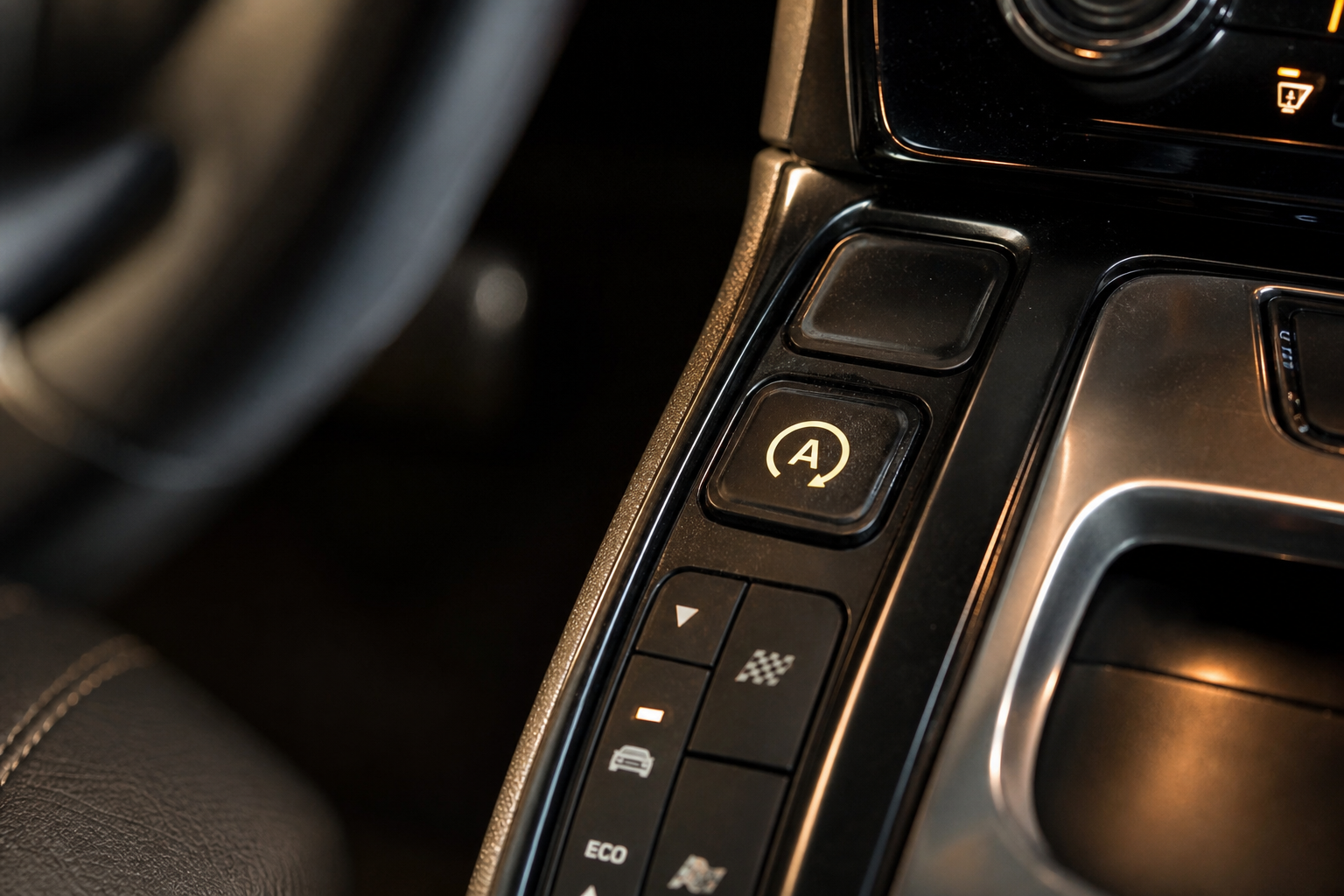 Auto start stop button on a GMC Acadia center console