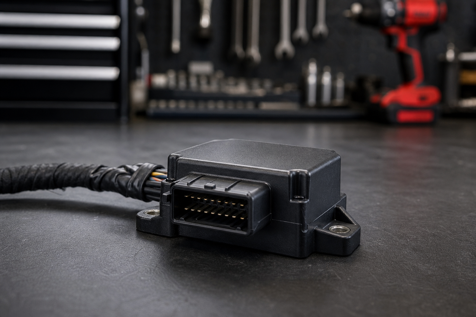 ISG eliminator module with wiring harness connector on a garage workbench