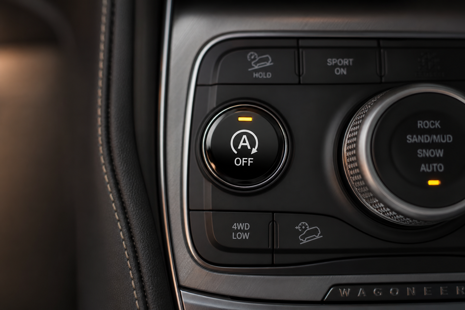 Auto start stop disable button on a Jeep Wagoneer center console
