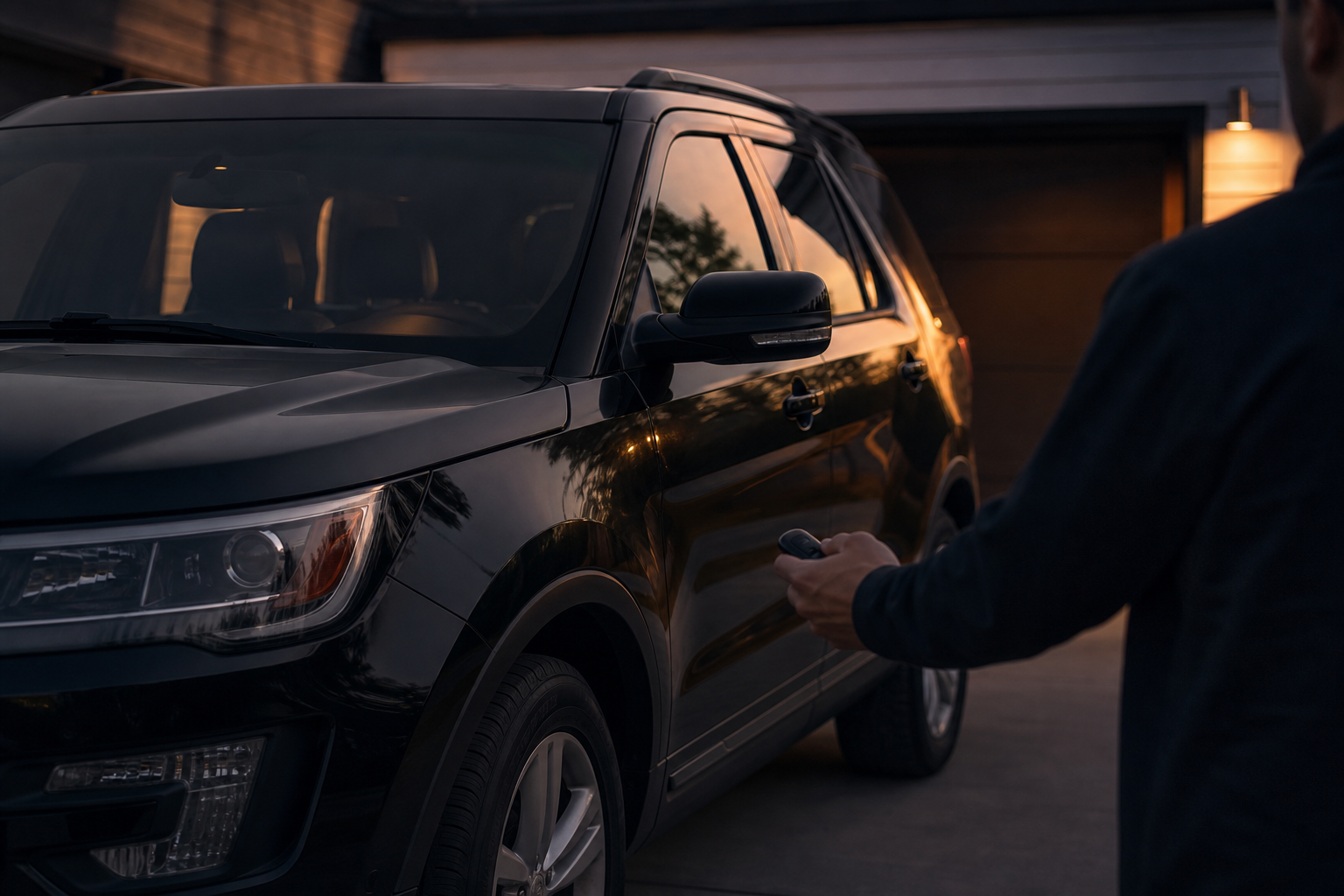 Ford Explorer parked with engine turning off, illustrating restart behavior