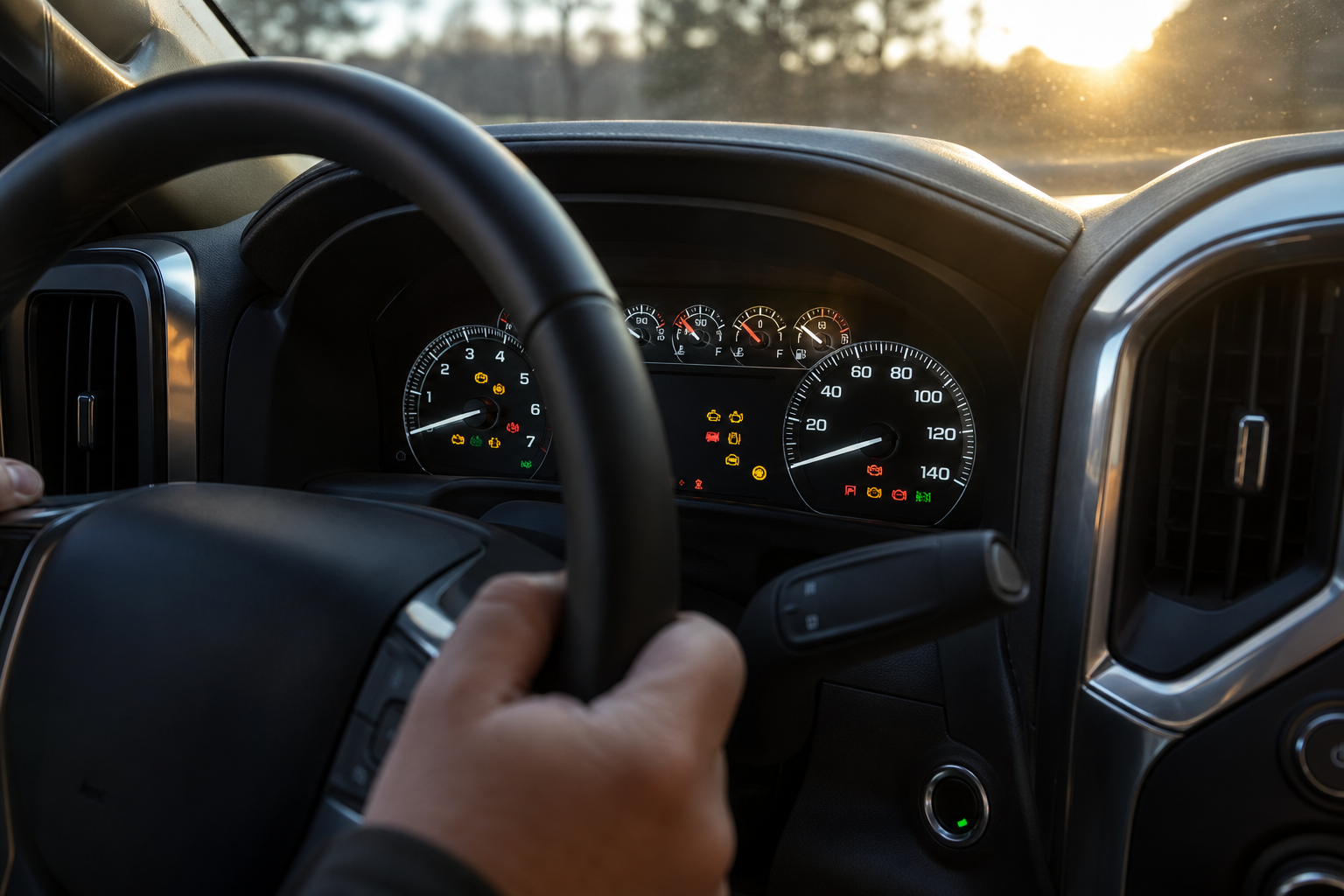 Truck dashboard lighting up during ignition startup sequence