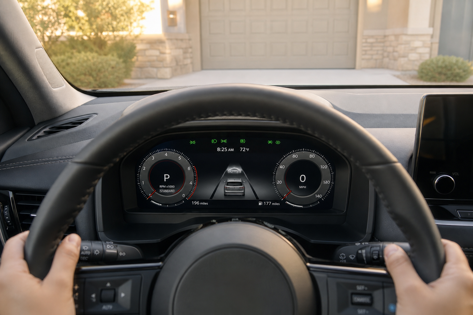 Nissan Rogue instrument cluster showing driver-assist status after restart
