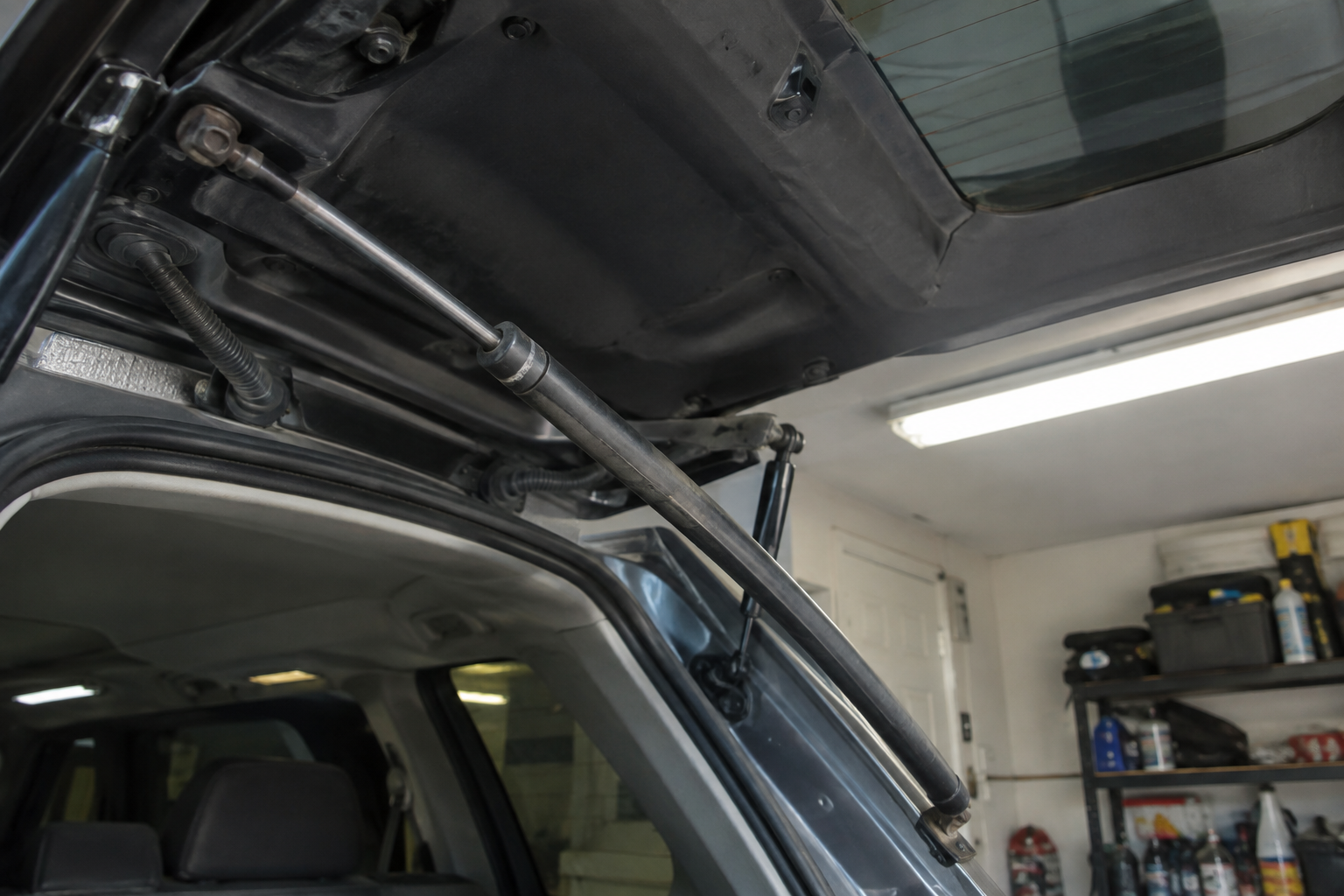 Worn gas strut on Subaru Forester liftgate causing it to sag when open