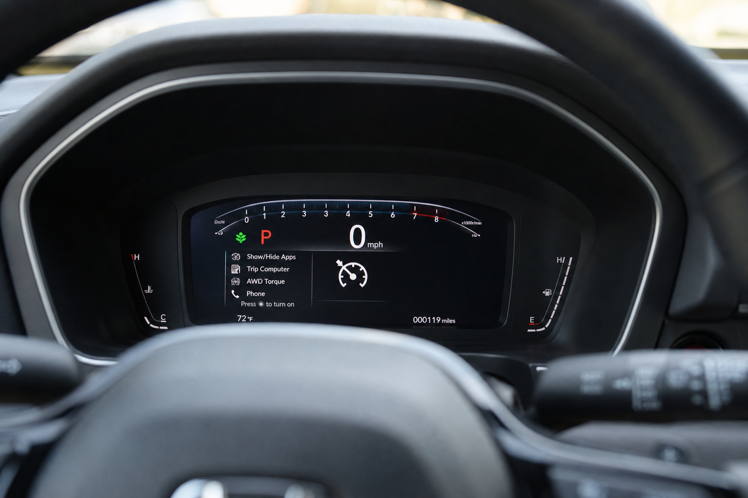 Honda Pilot dashboard display showing cruise control indicator icon