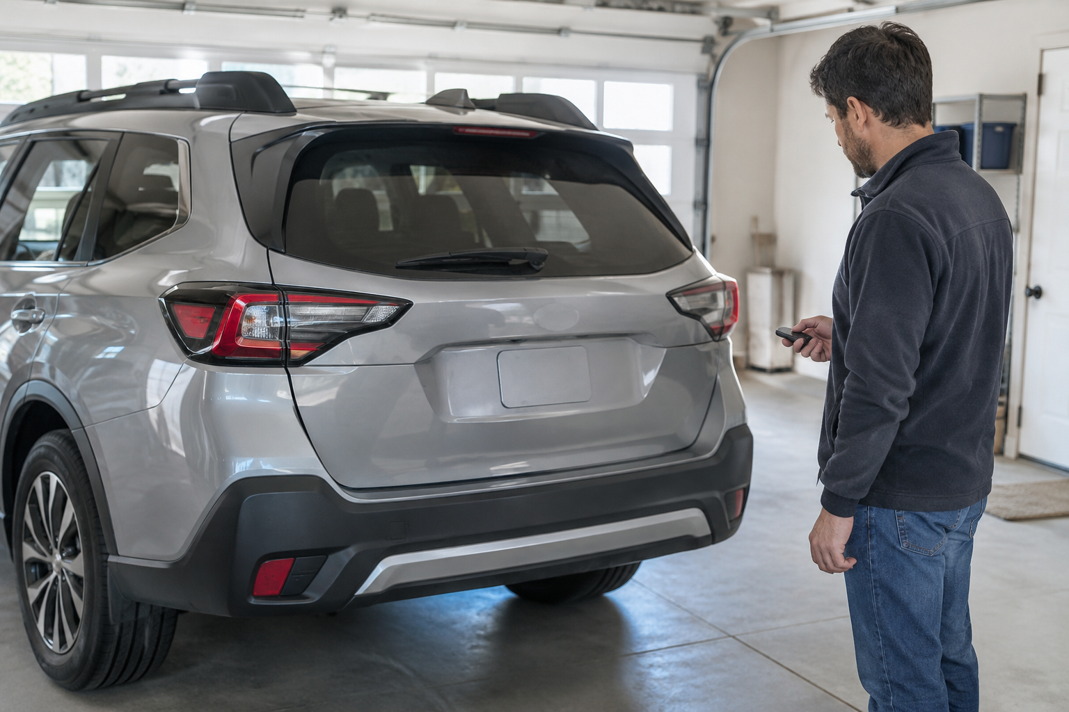 Person trying to open a Subaru Outback power liftgate that remains closed