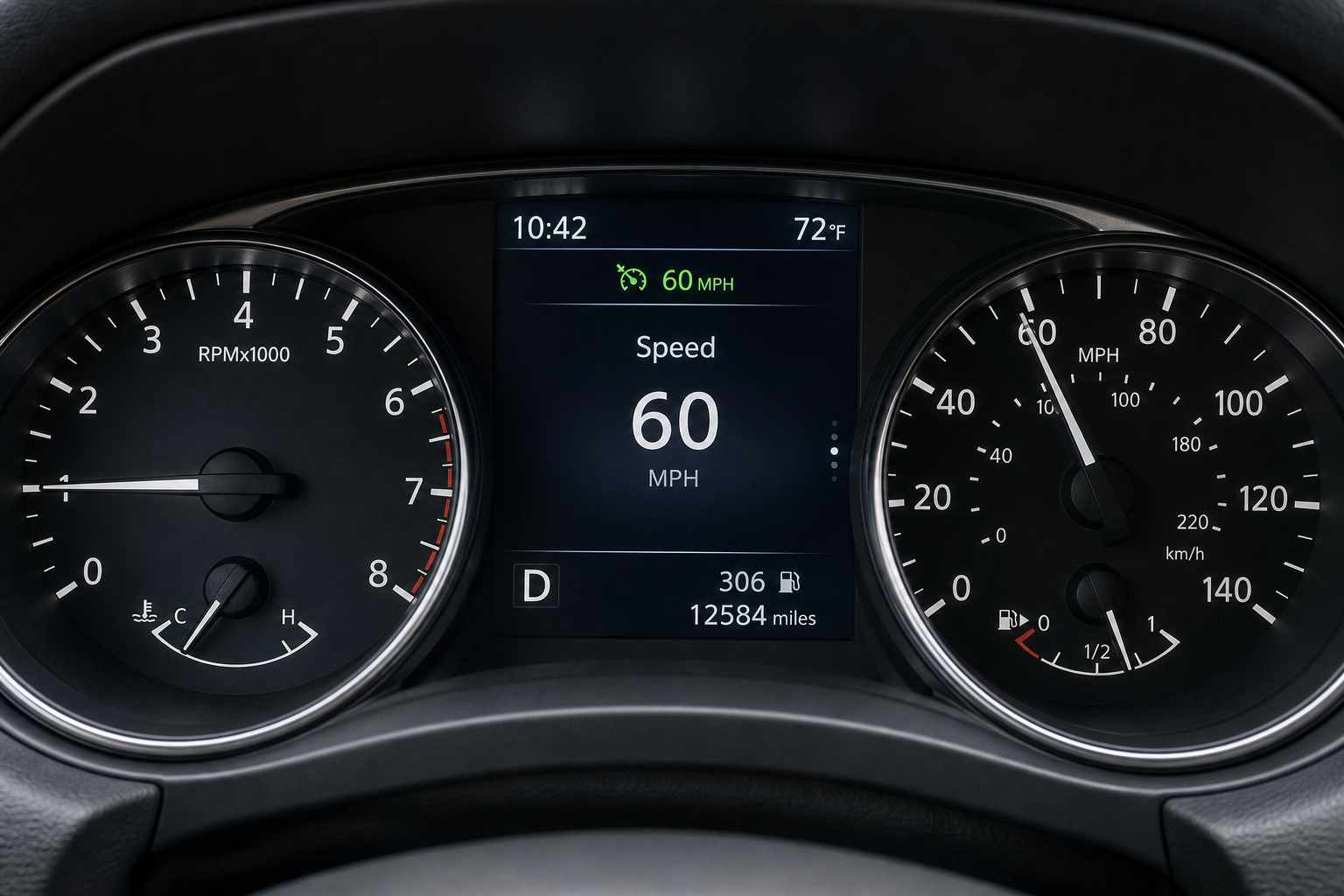 Nissan Rogue dashboard display showing cruise control indicator icon