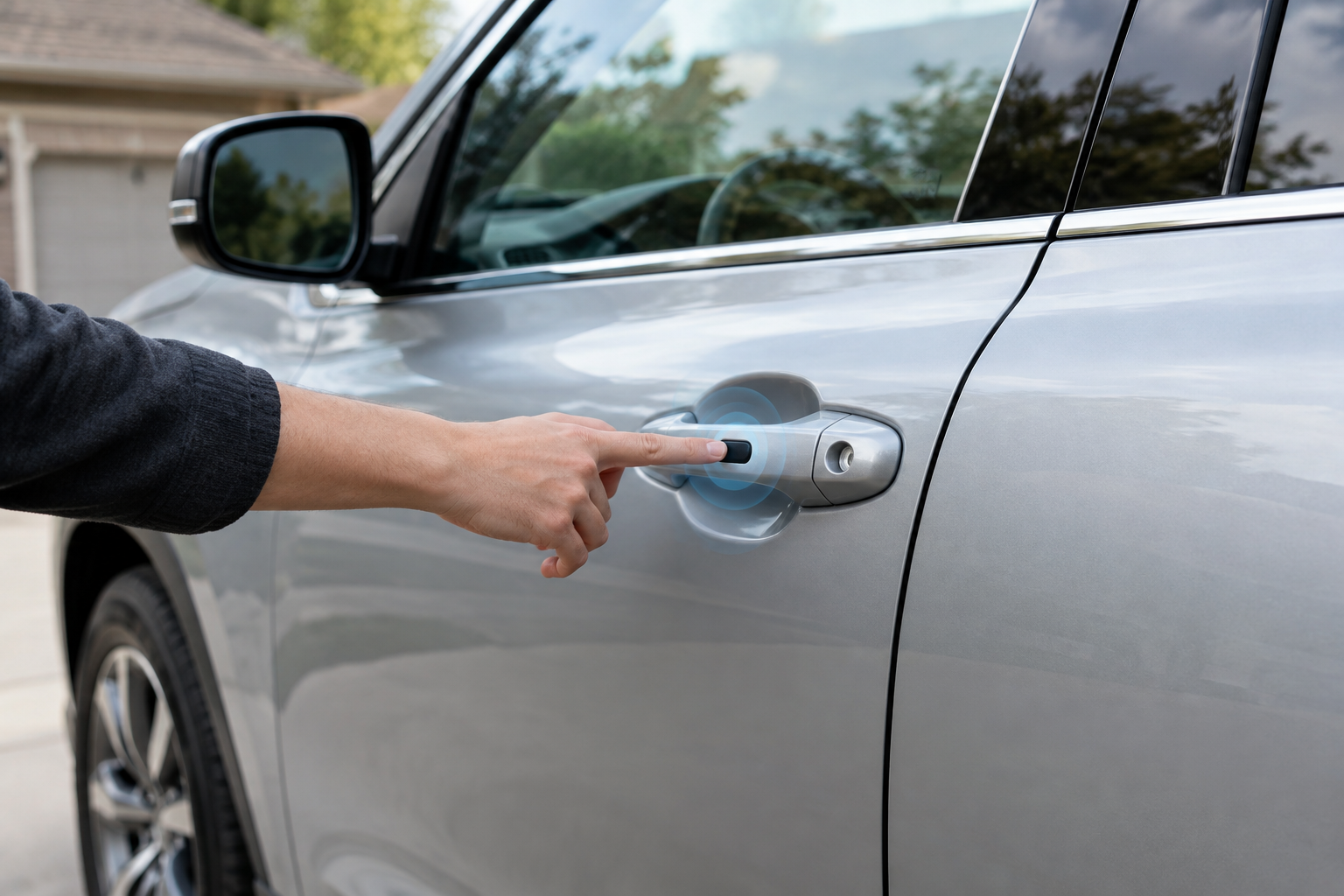 Testing a Toyota Highlander door handle to check keyless entry function