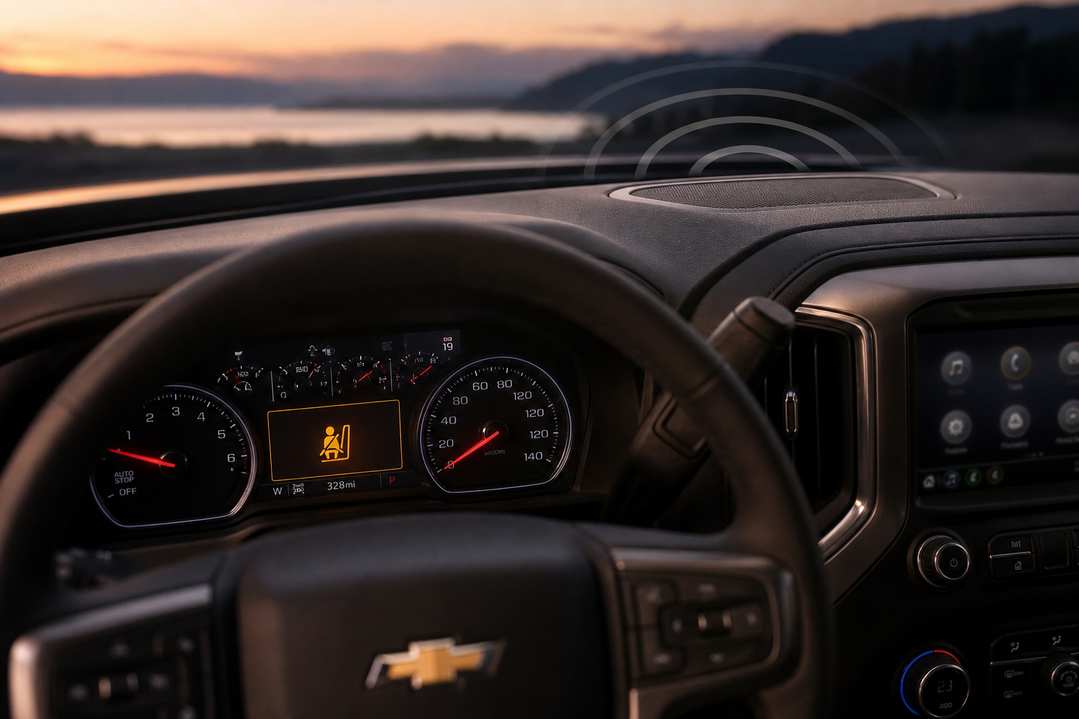 Illuminated dashboard icon representing the rear seat reminder alert system