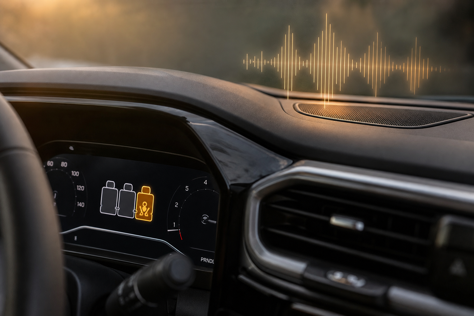Rear seat reminder visual icon and speaker representing audible alert in a GMC Sierra 1500