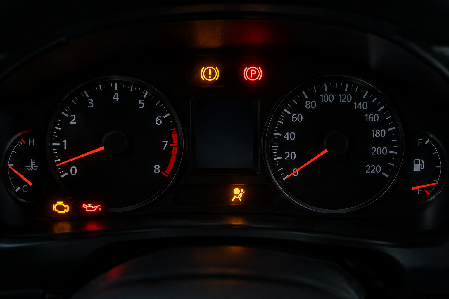 Honda CR-V dashboard showing illuminated warning lights related to brake hold issues