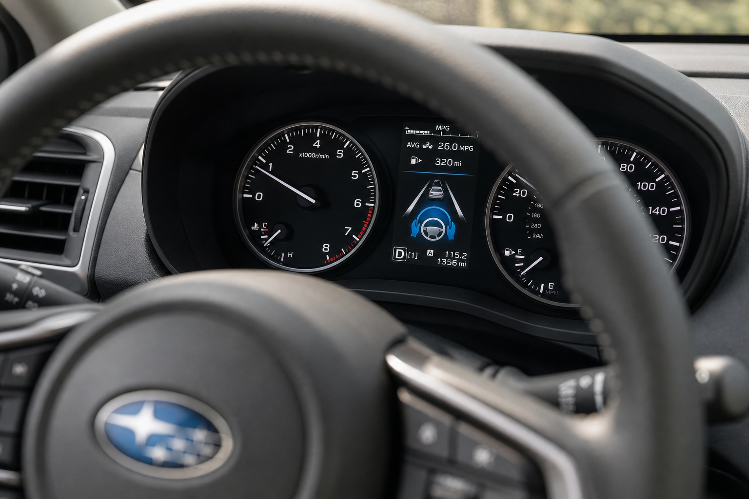Subaru Forester dashboard display showing lane-keeping assist icon