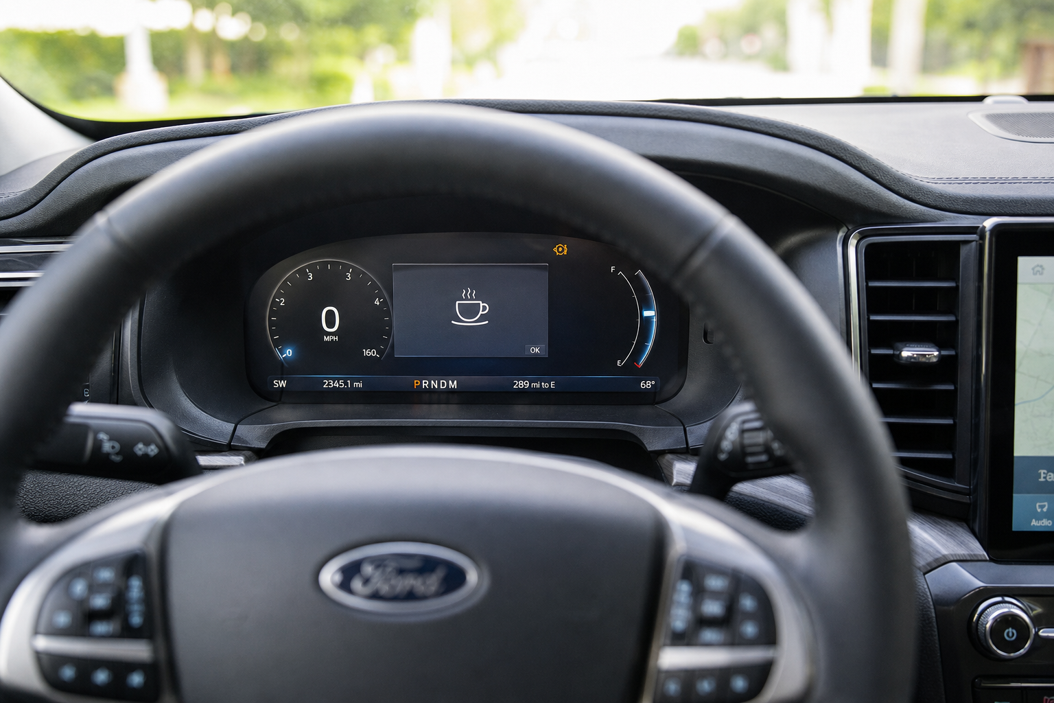 Ford Explorer dashboard showing driver alert monitoring icon on instrument cluster