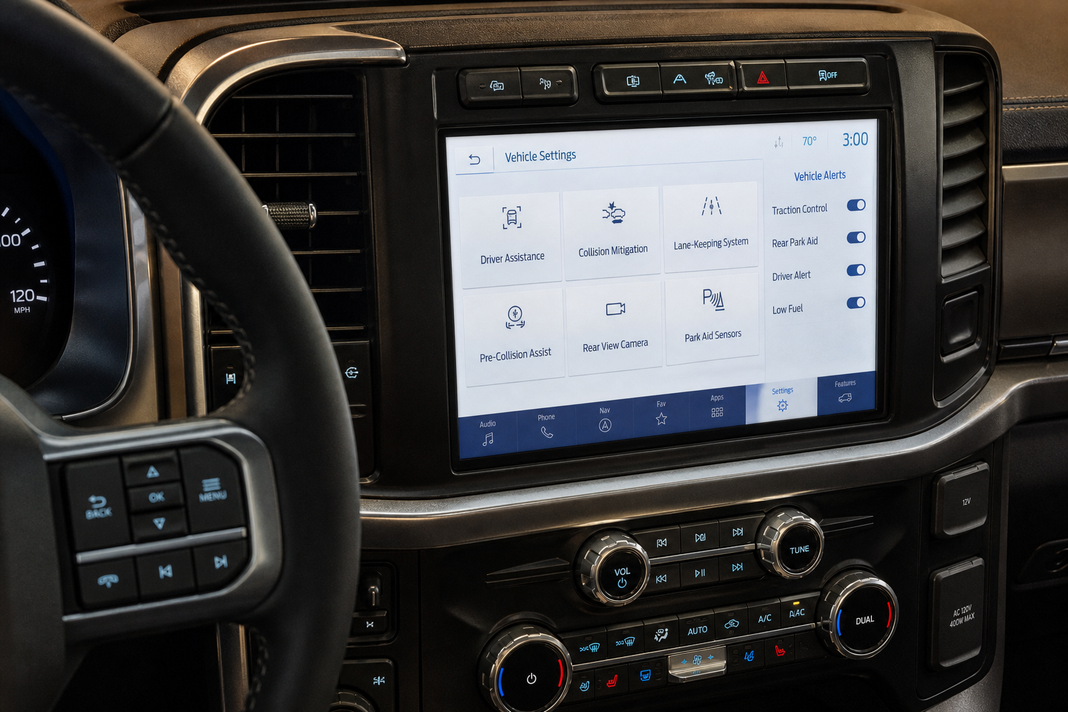 Ford F-150 touchscreen infotainment system showing vehicle settings menu