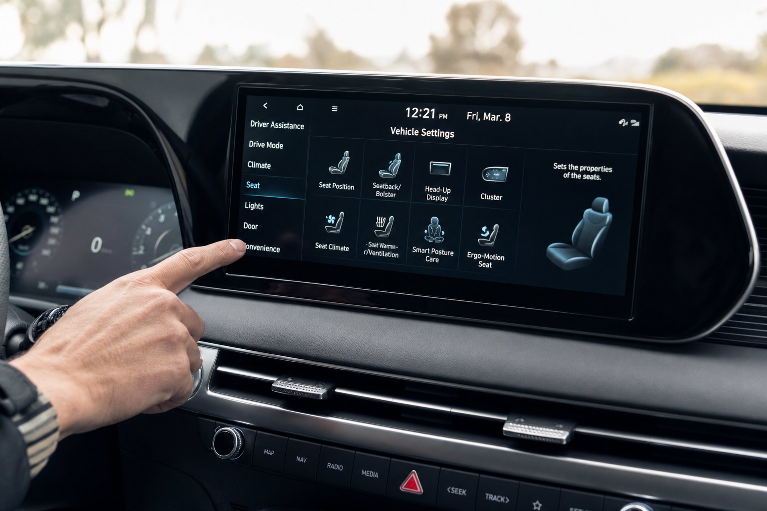 Hyundai Palisade infotainment screen showing vehicle settings menu