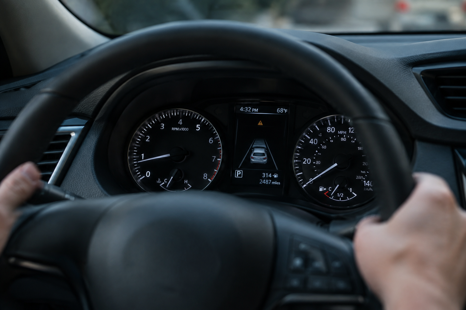 Nissan Rogue dashboard showing a warning indicator light related to Auto Hold